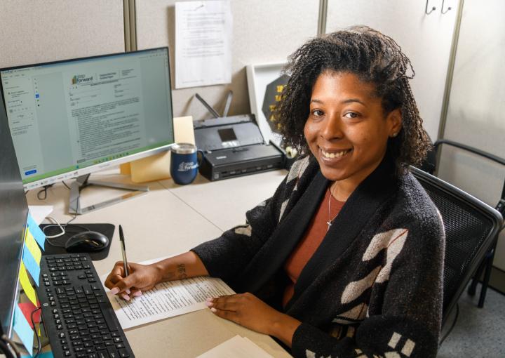 Woman on Computer